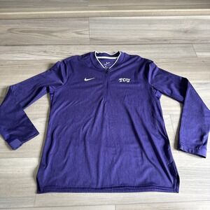 Nike Victory Dri Fit 1/4 Zip TCU Horned Frogs Mens Medium Purple Pullover
